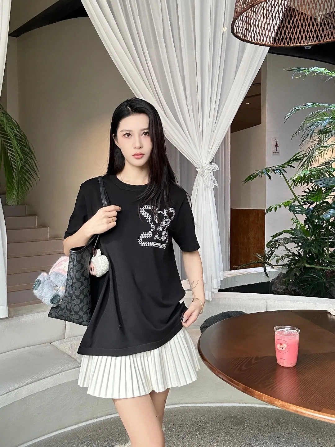 Louis Vuitton/Louis Vuitton front and back jacquard large logo knitted short sleeves
